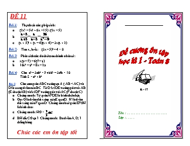 Đề kiểm tra học kì I môn học Toán 8
